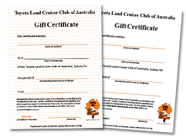 4wd club membership gift certificate